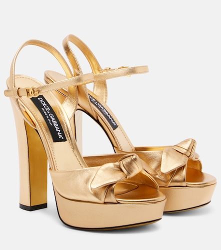 Metallic leather platform sandal - Dolce&Gabbana - Modalova