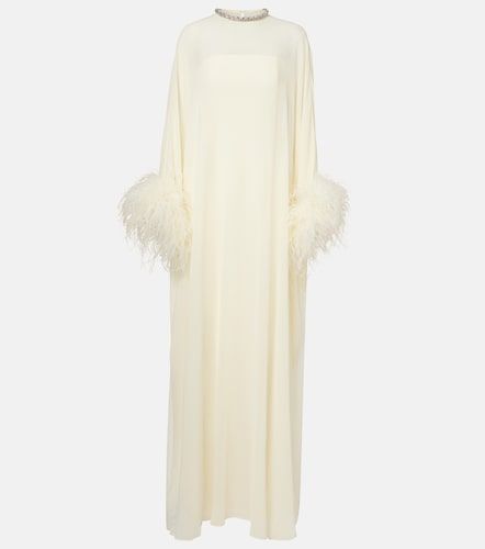 Feather-trimmed caped silk chiffon gown - Roland Mouret - Modalova