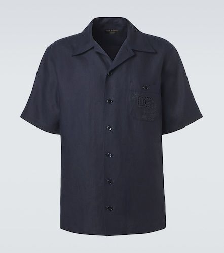 Camisa de lino bordada con DG - Dolce&Gabbana - Modalova