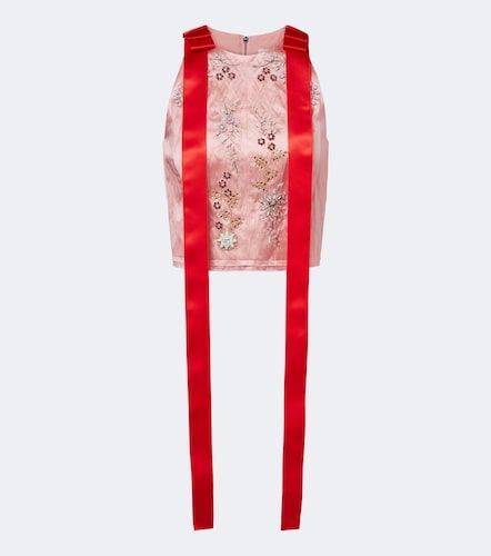 Top de satén adornado con lazo floral - Erdem - Modalova