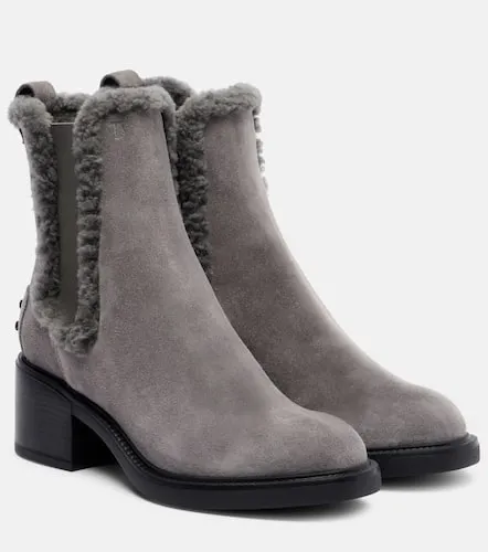 Shearling-trimmed suede ankle boots - Tod's - Modalova