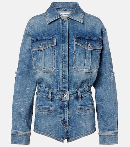 Embellished denim romper - Self-Portrait - Modalova