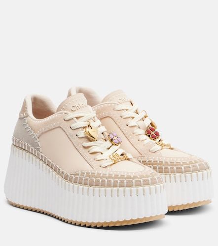 Nama suede and leather platform sneakers - Chloe - Modalova