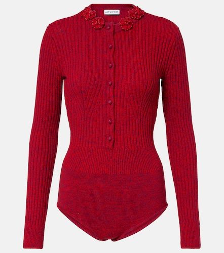Floral-applique knitted bodysuit - Self-Portrait - Modalova