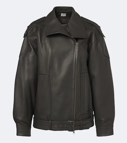 Oversized leather biker jacket - Vince - Modalova
