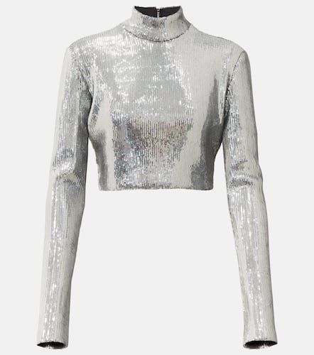 Sequined mockneck crop top - David Koma - Modalova