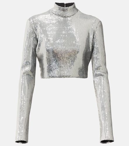 Top cropped a collo alto con paillettes - David Koma - Modalova