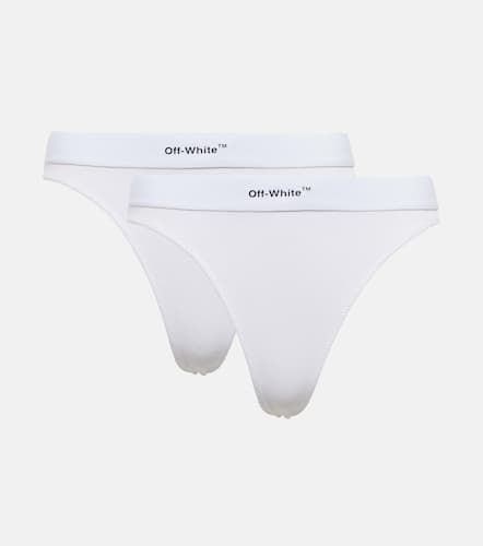 Off- Set of 2 logo cotton thongs - Off-White - Modalova