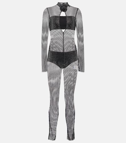 Crystal-embellished mesh jumpsuit - Giuseppe di Morabito - Modalova