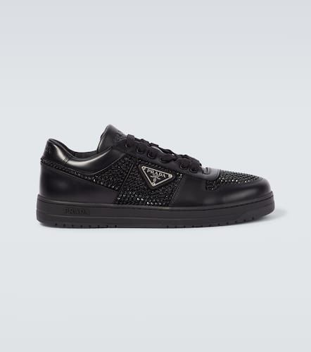 Downtown crystal-embellished leather sneakers - Prada - Modalova