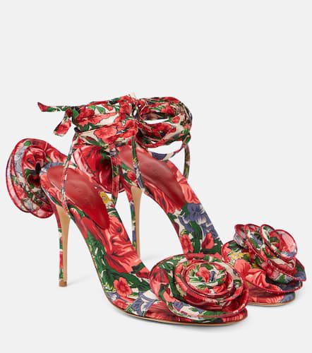 Floral-appliquÃ© satin slingback sandals - Magda Butrym - Modalova