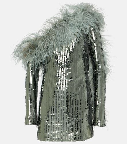 Mini Garbo sequined feather-trimmed minidress - Taller Marmo - Modalova