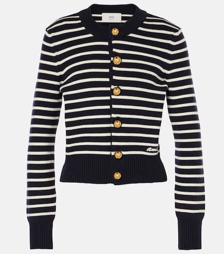 Striped cotton and wool cardigan - Ami Paris - Modalova