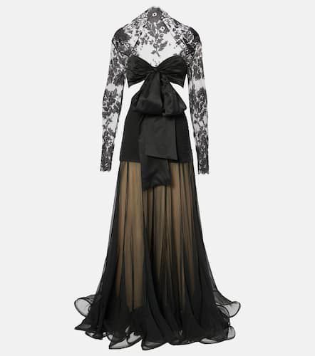 Illustration Flounce lace-trimmed silk gown - Zimmermann - Modalova