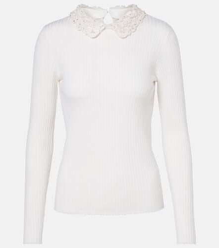 Embellished ribbed-knit wool top - Carolina Herrera - Modalova