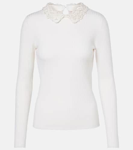 Embellished ribbed-knit wool top - Carolina Herrera - Modalova