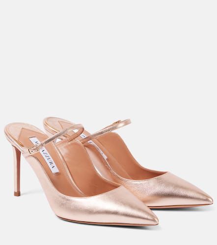 Bellezza 85 metallic leather mules - Aquazzura - Modalova