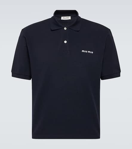 Logo cotton pique polo shirt - Miu Miu - Modalova