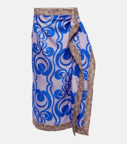 Falda envolvente de sarga de seda estampada - Dries Van Noten - Modalova