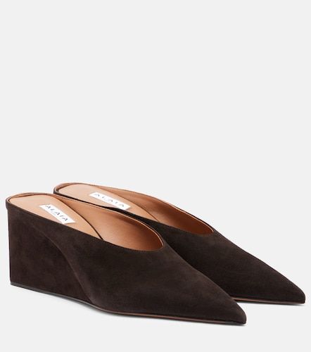 Alaïa Mules Cube 75 in suede con zeppa - Alaia - Modalova