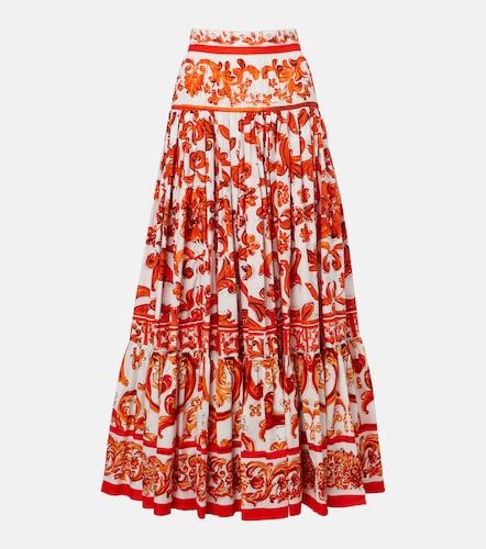 Gonna lunga Majolica in popeline di cotone - Dolce&Gabbana - Modalova