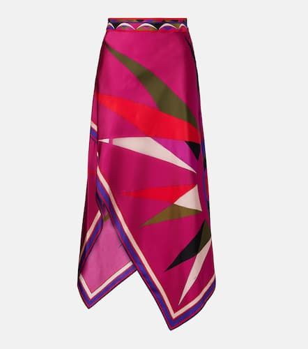 Hawaii asymmetric silk satin midi skirt - Pucci - Modalova