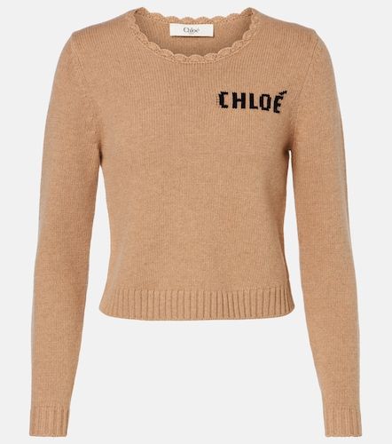 Chloé Pullover in lana e cashmere con logo - Chloe - Modalova