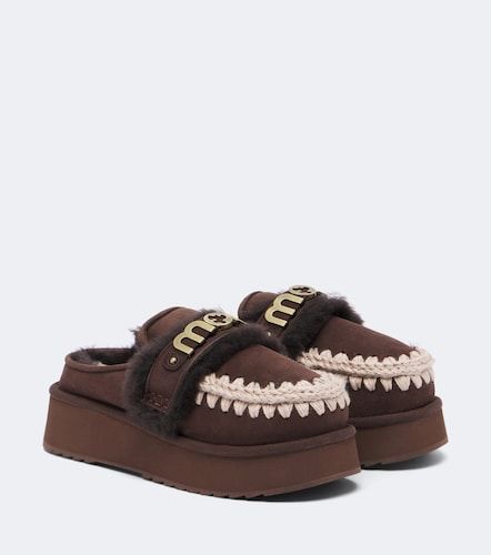 Mules platform in suede con shearling - Mou - Modalova