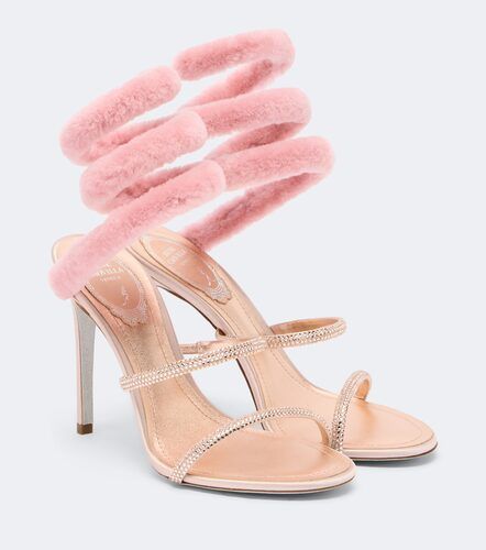 Cleo embellished shearling-trimmed sandals - Rene Caovilla - Modalova