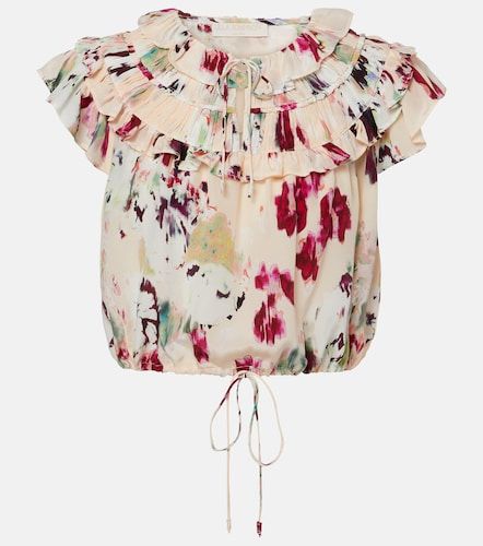 Top cropped Eleonore in seta con volant - Ulla Johnson - Modalova