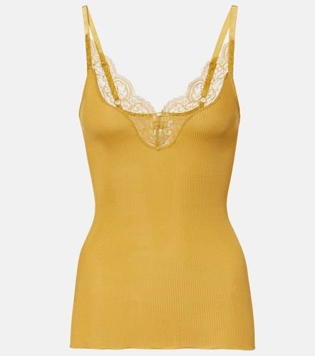 Top in seta a coste con pizzo - Saint Laurent - Modalova