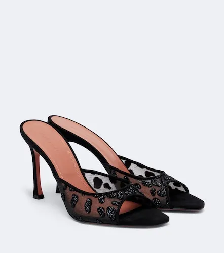 Alexa embellished mesh mules - Amina Muaddi - Modalova