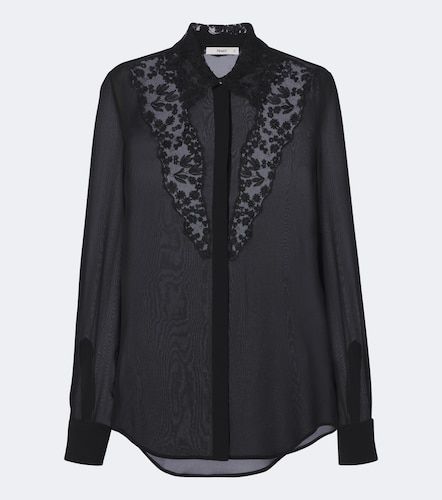 Camisa de georgette de seda con encaje - Fendi - Modalova