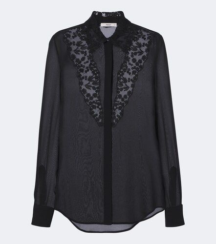 Hemd aus Seidengeorgette mit Spitze - Fendi - Modalova
