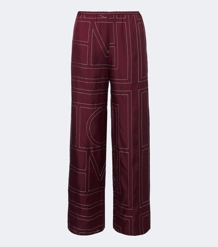 Weite Hose Monogram aus Seiden-Twill - Toteme - Modalova