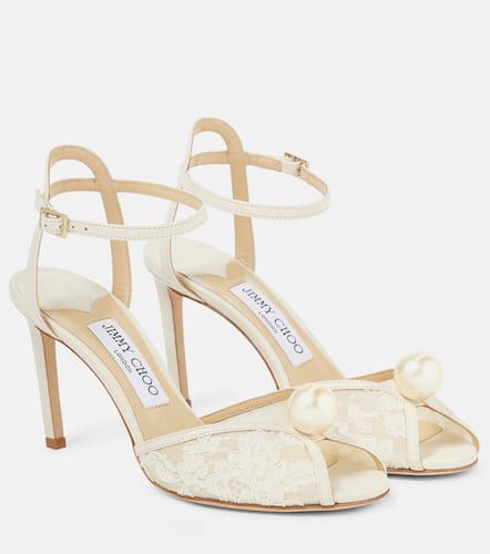 Sacora 85 leather and lace sandals - Jimmy Choo - Modalova