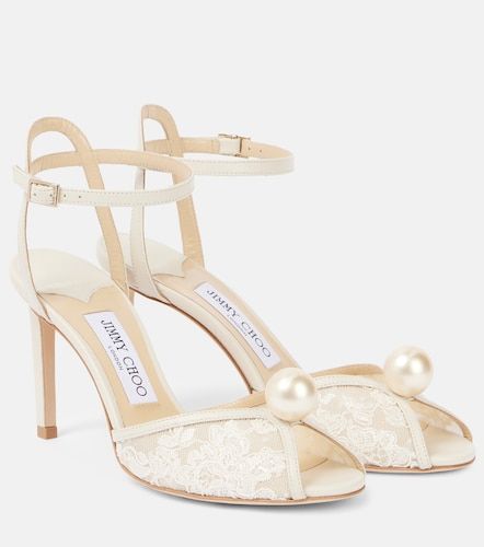 Sandali Sacora 85 in pelle e pizzo - Jimmy Choo - Modalova