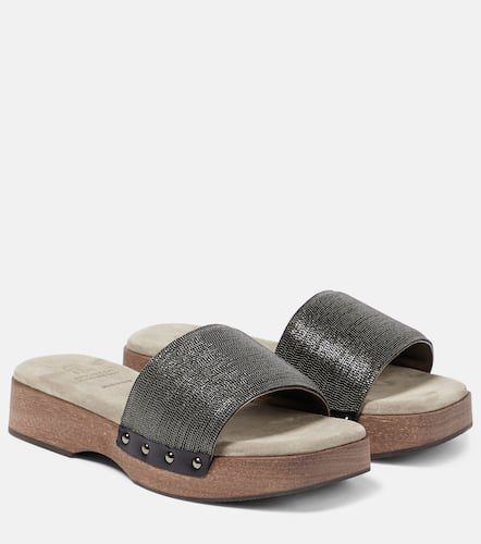 Embellished clog slides - Brunello Cucinelli - Modalova