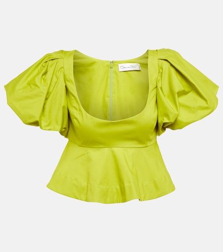 Crop top de algodón con peplum - Oscar de la Renta - Modalova