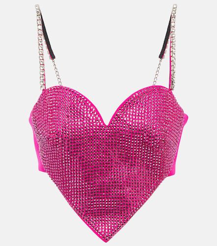 Heart crystal-embellished wool crop top - Area - Modalova