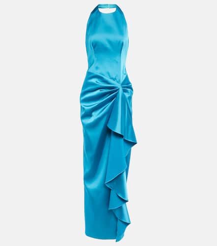 Halterneck draped satin gown - Rasario - Modalova