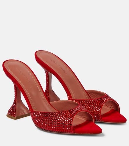 Caroline crystal-embellished suede mules - Amina Muaddi - Modalova