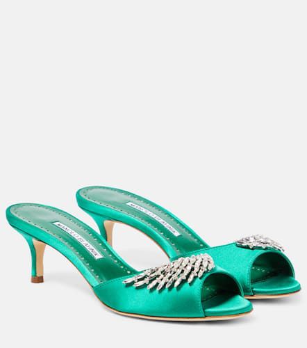 Lumada 50 embellished satin mules - Manolo Blahnik - Modalova