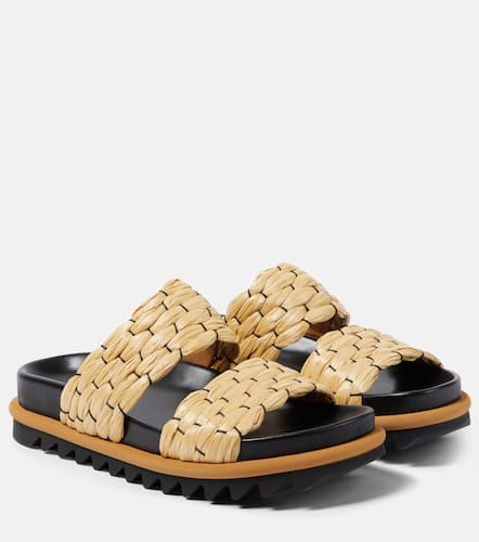 Woven and raffia and leather slides - Dries Van Noten - Modalova