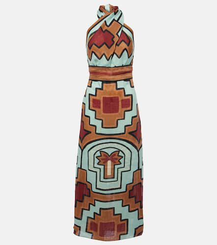 Printed halterneck linen maxi dress - Johanna Ortiz - Modalova