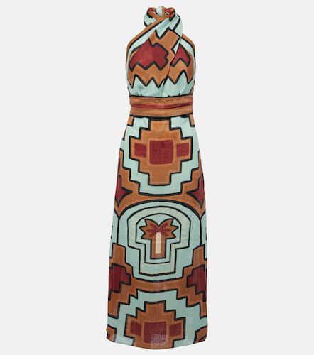 Printed halterneck linen maxi dress - Johanna Ortiz - Modalova