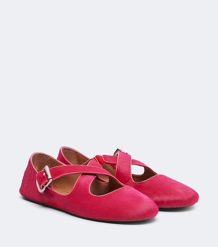 Alaïa Bailarinas Mary Jane Criss Cross de pelo de becerro - Alaia - Modalova