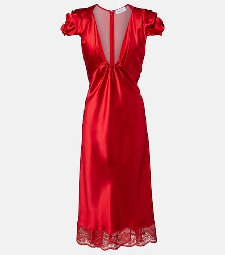 Abito midi in raso con pizzo - McQueen - Modalova