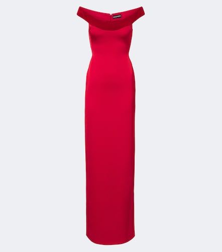 Abito lungo off-shoulder in raso con velluto - David Koma - Modalova