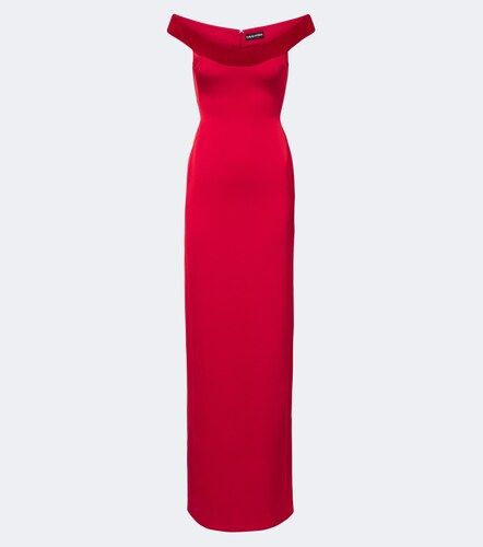Off-Shoulder-Robe aus Satin mit Samt - David Koma - Modalova